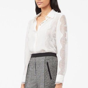 NWT Tailored Silk Double Georgette & Lace Top